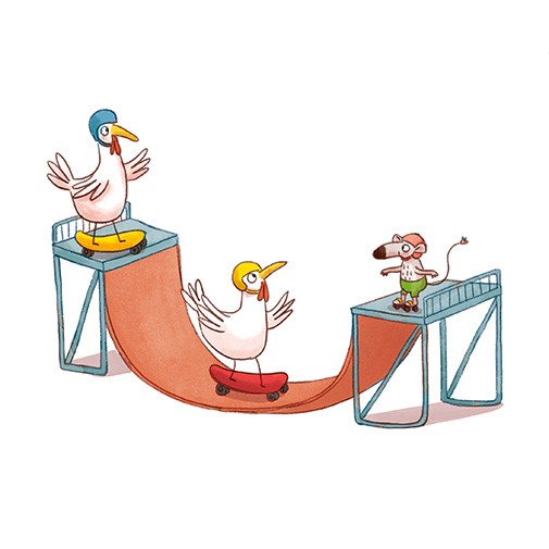 Hühner auf der Halfpipe